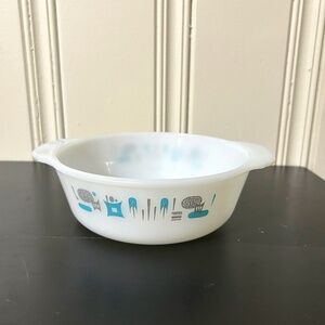 Vintage Fire King Atomic Blue Heaven Casserole Dish